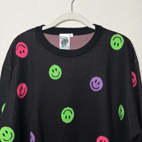 Queen of Sparkles Smiley Sequin Sweater - Picture 4 of 14